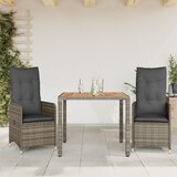 vidaXL 3-dijelni vrtni bistro set od poliratana s jastucima sivi Cijene