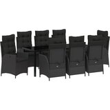 vidaXL 9 dijelni vrtni dining set s jastučićima Crni poli ratan | shoptok.hr