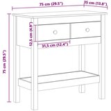  Konzolna miza Voskast rjav 75 x 35 x 75 cm Trdna borova les, (5000201945) | Shoptok.si