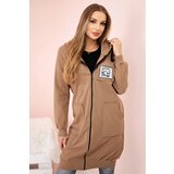 Kesi Women's longer sweatshirt with hood and zipper camel | shoptok.hr