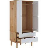 vidaXL Garderobna omara rjava in bela 76,5x53x172 cm trdna borovina | Shoptok.si