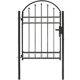  Vrata za ograjo zaobljena jeklo 100x125 cm črna | Shoptok.si