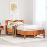 vidaXL Posteljni okvir z vzglavjem voščeno rjava 100x200 cm borovina, (21304013) | Shoptok.si