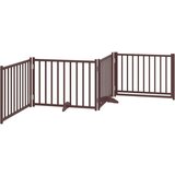 vidaXL Ograda za pse z vrati zložljiva 4 paneli rjava 320cm topolovina | Shoptok.si