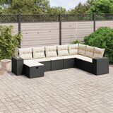  8-dijelni set vrtnih sofa od poliratana s jastucima crni Crna 83 x 62 x 69 cm | Shoptok.si