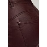Marisse Waxed Skinny Trousers In Maroon | Shoptok.si