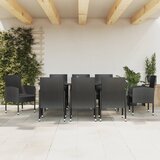 vidaXL 9-dijelni vrtni blagovaonski set crni od poliratana i čelika | shoptok.hr