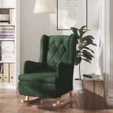  Naslanjač z gugalnimi nogami iz kavčukovca temno zeleno blago | Shoptok.si