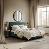 MID.YOU OBLAZINJENA POSTELJA 140 cm x 200 cm , les, tekstil, leseni material temno zelena | Shoptok.si