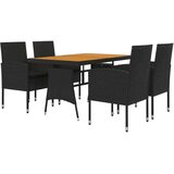  5-dijelni vanjski blagovaonski set od poliratana crni | shoptok.hr