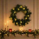  Božićni vijenac Zelena Ø 50 cm PVC i PE 25 LED lampica - Zelena 50 cm s LED svjetlima | shoptok.hr