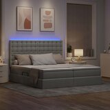  LED krevet za pohranu s madracem Svjetlosiva 200 x 200 cm | shoptok.hr