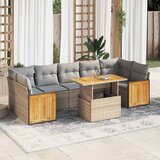 vidaXL 8-dijelni set vrtnih sofa od poliratana s jastucima bež bagrem Cijene