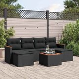  7-dijelni set vrtnih sofa od poliratana s jastucima crni Crna 61 x 62 x 69 cm | shoptok.hr