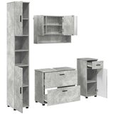  Set namještaja za kupaonicu 4 kom. Betonski sivi Siva 35 x 30 x 192 cm | Shoptok.si