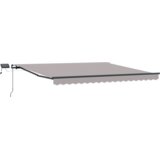 vidaXL Ročna retraktibilna tenda z LED svetlobo svetlo siva 450x350 cm, Tenda za zamenjavo blaga za okvir 4.5x3.5 m svetlo siva | Shoptok.si