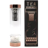 Steklenička za čaj s kristali – Kamena strela, 500 ml - Rose Quartz, Glass, Metal - Rojstni dan - Birma - Za 30 let - Dan žena