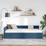 vidaXL Kotna postelja Modra 90 x 200 cm Tkanina in oblikovan les | Shoptok.si
