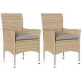 Maison Chic Vrtni Stoli - Stol za vrt z blazinami 2 kosa poli ratan bež JS736, (21877408) | Shoptok.si