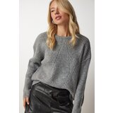  Women's Gray Crewneck Knitwear Sweater | Shoptok.si