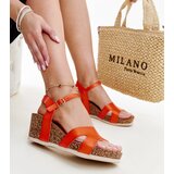 Gemre Orange wedge sandals on cork by Gabera | Shoptok.si