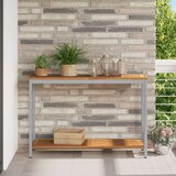 vidaXL Zunanja miza Naravna in siva 35x110x75 cm Trden les in jeklo, (22015874) | Shoptok.si
