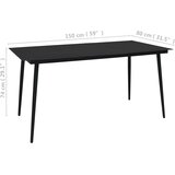  Vrtni blagovaonski stol crni 150 x 80 x 74 cm čelik i staklo | shoptok.hr