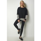 Happiness İstanbul Women's Black Striped T-Shirts, Knitted Sweatshirts Cene'.'