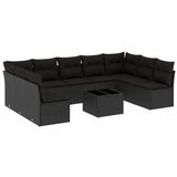  10-dijelni set vrtnih sofa s jastucima crni od poliratana | shoptok.hr