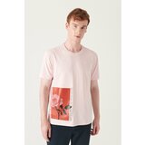 Avva Men's Light Pink Graphic Printed Cotton T-shirt cene
