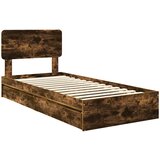  Krevet s od storage s ladicama Dimljeni hrast 100 x 200 cm Smeđa 203 x 102 x 90 cm | Shoptok.si
