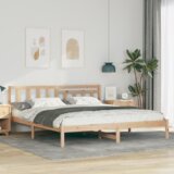 vidaXL konstrukcija postelje rjava 200 x 200 cm masivno borovo les | Shoptok.si