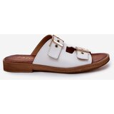 Zazoo Leather Flat Sandals With Buckles White 3020 | Shoptok.si
