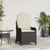 vidaXL Recliner stol s blazino Črna Poli ratan | Shoptok.si