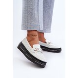 Kesi Women's Platform Leather Loafers With Chain S.Barski White Cene