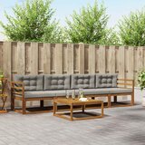  Set vanjskih sofa 5 pcs Prirodna i svijetlo siva | shoptok.hr