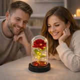  Vječna ruža u staklenoj kupoli LED rasvjeta crvena 21,5 x 11 cm | shoptok.hr