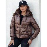 DStreet Kurtka damska FASHWARM krótka pikowana z kapturem kawowa | shoptok.hr