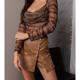 Gemre Beige eco-leather skirt-shorts Jenti | shoptok.hr