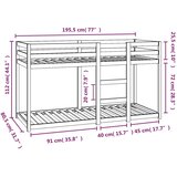  Krevet na kat bijeli 75 x 190 cm od masivne borovine | shoptok.hr