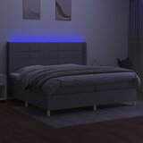  Krevet box spring s madracem LED svjetlosivi 200x200 cm tkanina | shoptok.hr