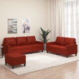 vidaXL Sedežna garnitura 3-delna z blazinami vinsko rdeče umetno usnje | Shoptok.si