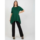 Fashion Hunters Dark green plain plus size blouse with short sleeves Cene