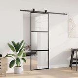  Klizna vrata s priborom crna 76 x 205 cm kaljeno staklo | shoptok.hr
