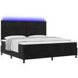  LED Box Spring Krevet s uzglavljem Crna 200 x 200 cm Baršun | shoptok.hr