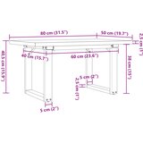  Stolić za kavu O-oblika 80x50x40,5 cm od borovine i čelik | shoptok.hr