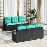  Set sofe s jastukom 7 pcs Crna i Tirkizna poliratan | shoptok.hr