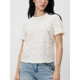 Reserved Majica kratkih rukava od nabrane tkanine - krem | shoptok.hr