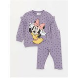 LC Waikiki Crew Neck Long Sleeved Minnie Mouse Printed Baby Girl Sweatshirt and Tracksuit Bottoms 2-piece Set cene