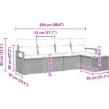 vidaXL Set baštenskog kauča od 5 dijelova s jastučićima Crni poli ratan, 2-sjedalo baštenski kauč s jastučićima Crni poli ratan | shoptok.hr